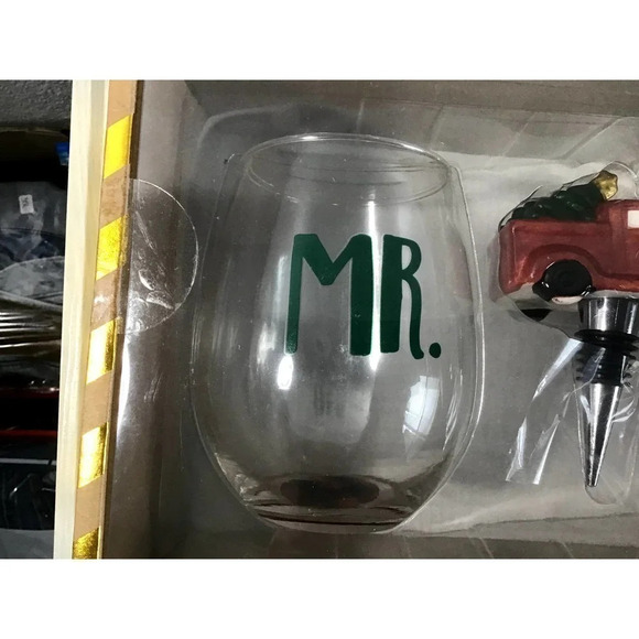 Melwood 2 Stemless Wine Glasses & Ceramic Bottle stopper Gift Set - Picture 4 of 6